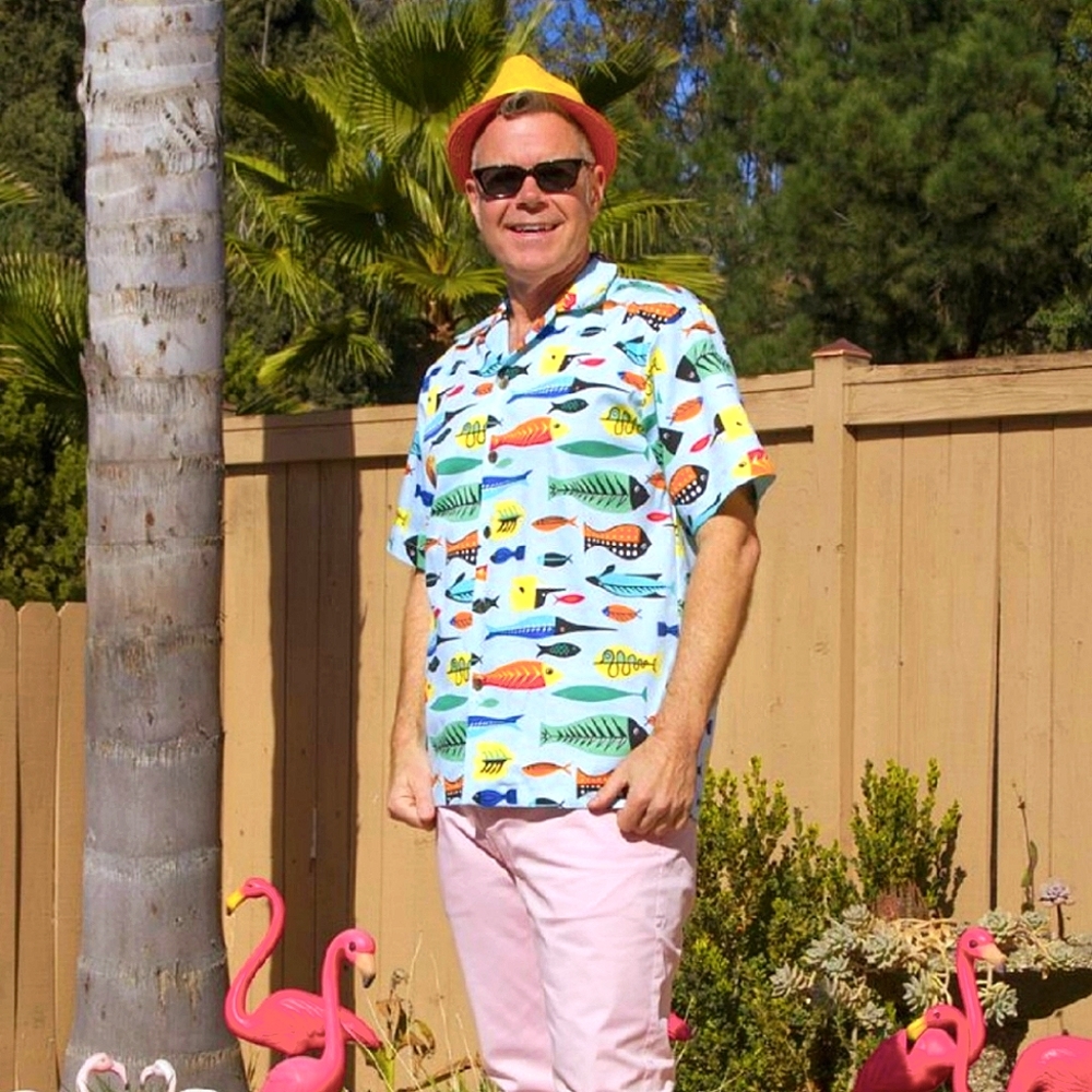 Charles Phoenix Pinup Girl Clothing Mens Retro Tropical Shirt